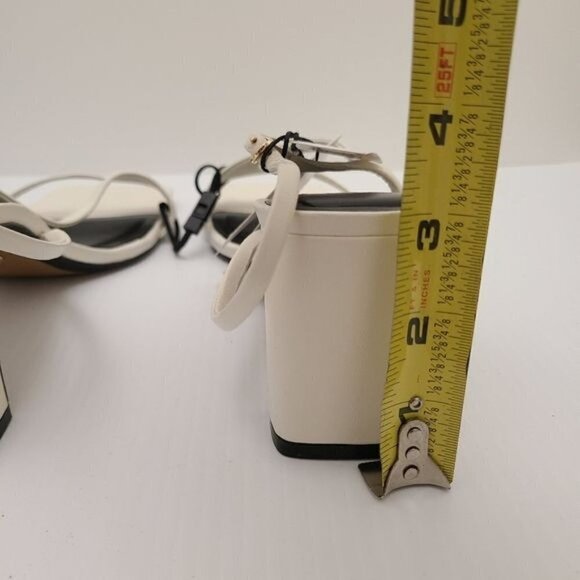 ZARA LEATHER SANDALS WITH BLOCK HEEL White SIZE 10| 1335/110/001 - Picture 10 of 10